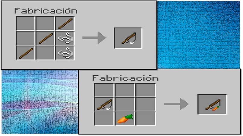 pasos para crear una caña de pescar en Minecraft