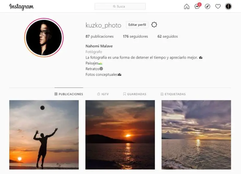 cómo editar el perfil de instagram
