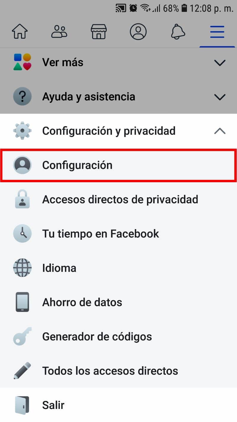 Configuración de Facebook Messenger desde la aplicación móvil