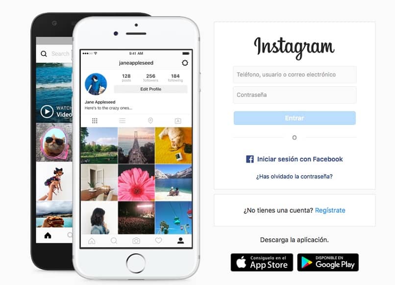 página de inicio de instagram para crear una nueva cuenta