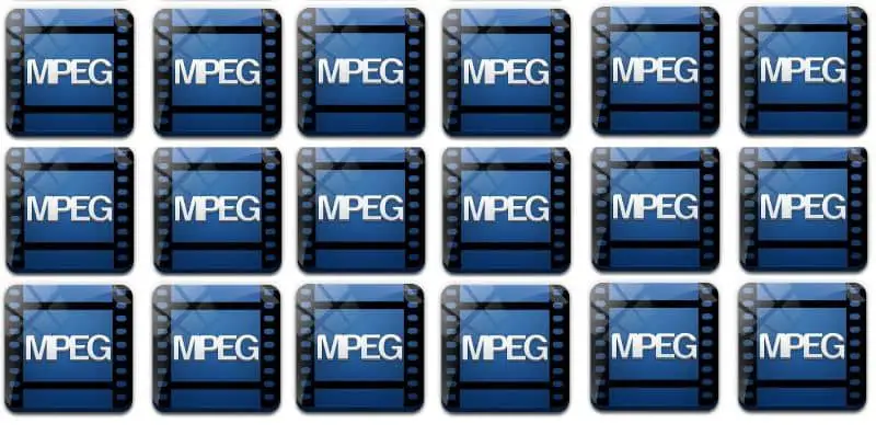 muchos iconos MPEG de color azul