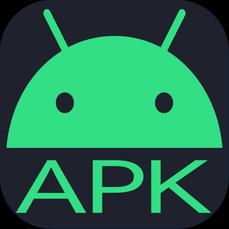 Símbolo de Android de color verde APK y fondo negro