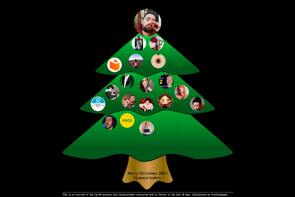 fans de twitter de árbol de navidad