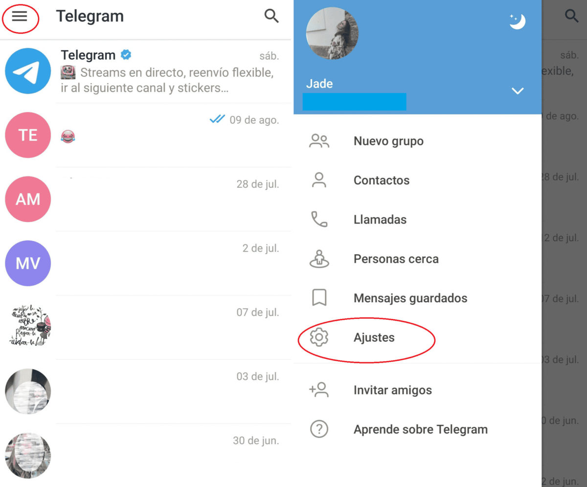 cómo configurar descargas en el telegrama