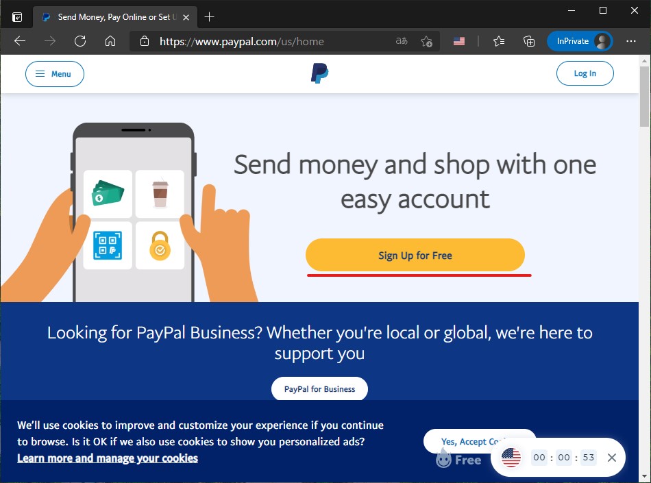 7 Cree una nueva cuenta de PayPal
