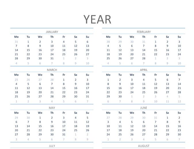 Plantillas de calendario anual para la oficina 3