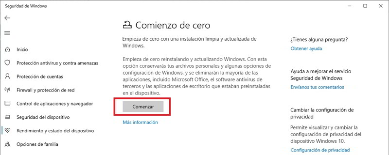 Limpiar la instalación de Windows 10 manteniendo la licencia habilitada 5