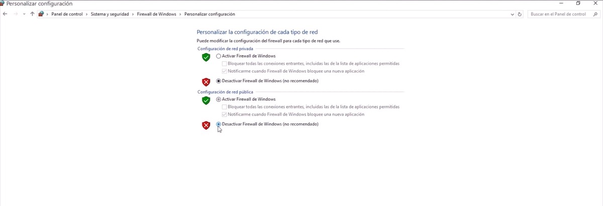 apagar Windows 10 Firewall 2