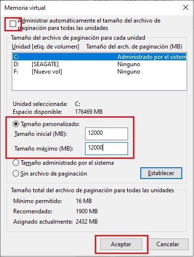 Memoria virtual en Windows 10 6