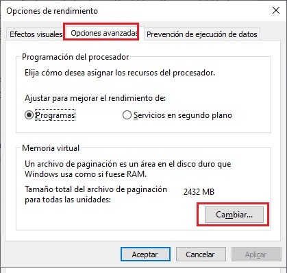 Memoria virtual en Windows 10 5