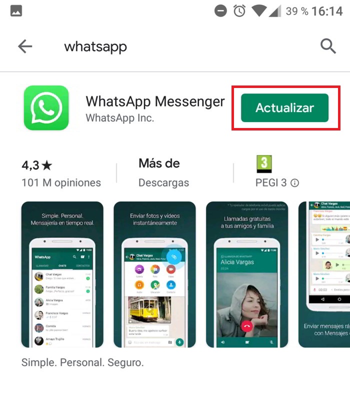 actualización de whatsapp