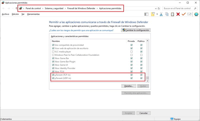 Permitir un cliente torrent en Windows 1 Firewall