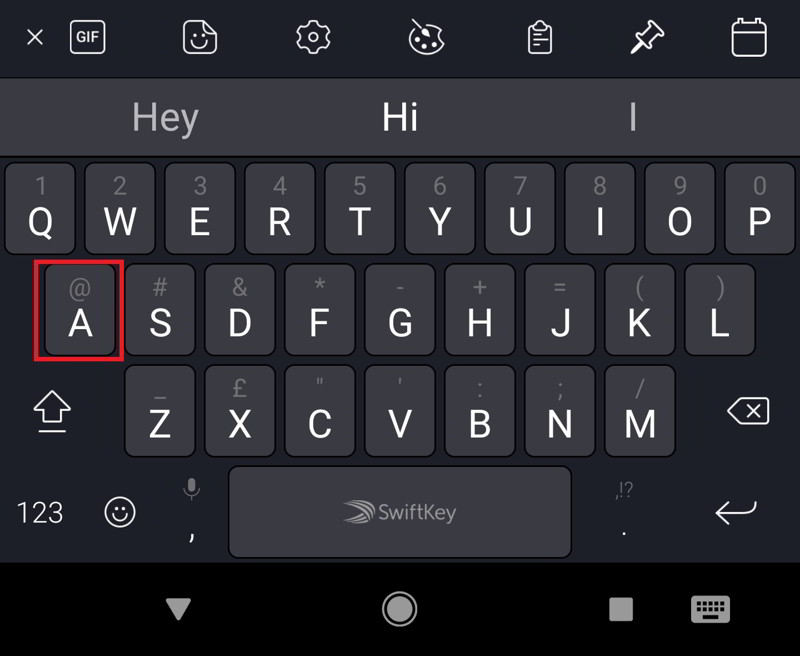 en el teclado de Android