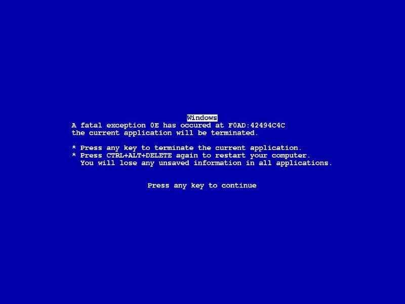 Error de pantalla azul