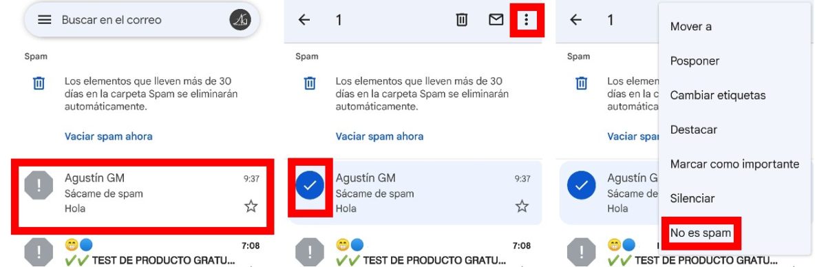 ¿Dónde está el spam o el correo basura en Gmail 2?