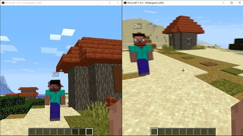 Minecraft con pantalla dividida