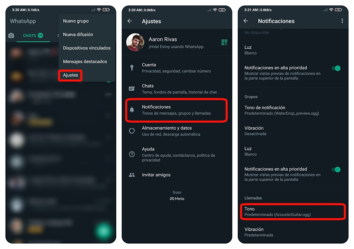 Cómo cambiar el tono de llamada de WhatsApp en Android