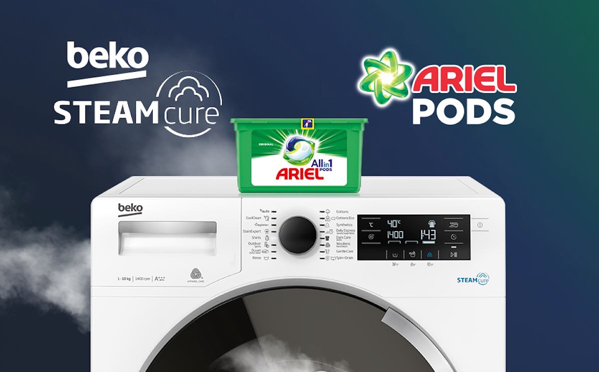 Beko regala a Ariel seis meses de detergente por la compra de una lavadora SteamCure