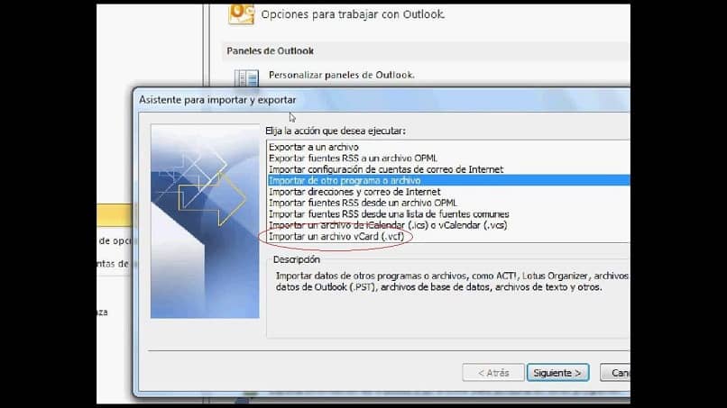Barra de opciones para abrir un archivo en formato VCF en la PC 