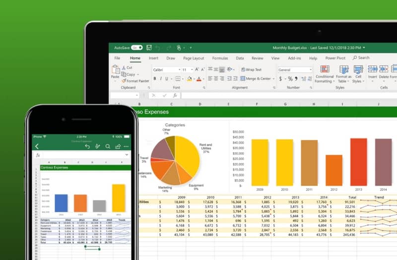 Use Excel en una computadora portátil y Android