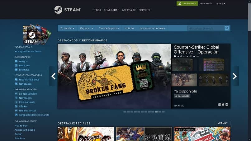 Sitio web oficial de Steam