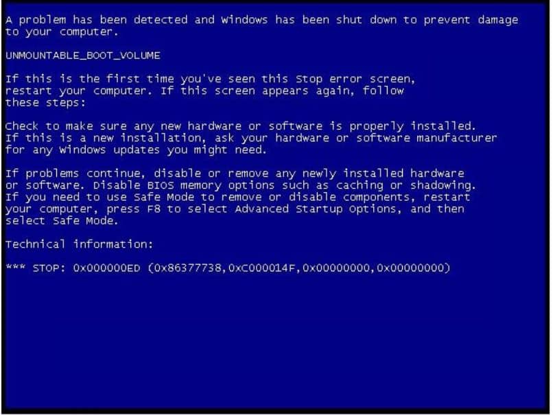 Pantalla azul de Windows 7