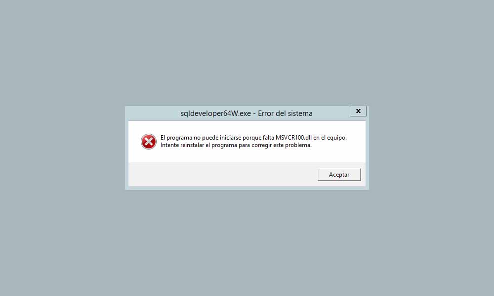 Error Solución Error MSVCR100.dll falta en Windows: descarga e instalación