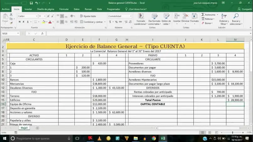 Cómo crear o hacer un balance general en Excel para contabilidad y contabilidad
