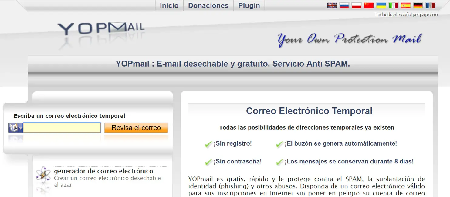 Guía de usuario de YOPmail, la cuenta de correo electrónico anónima con fecha de vencimiento