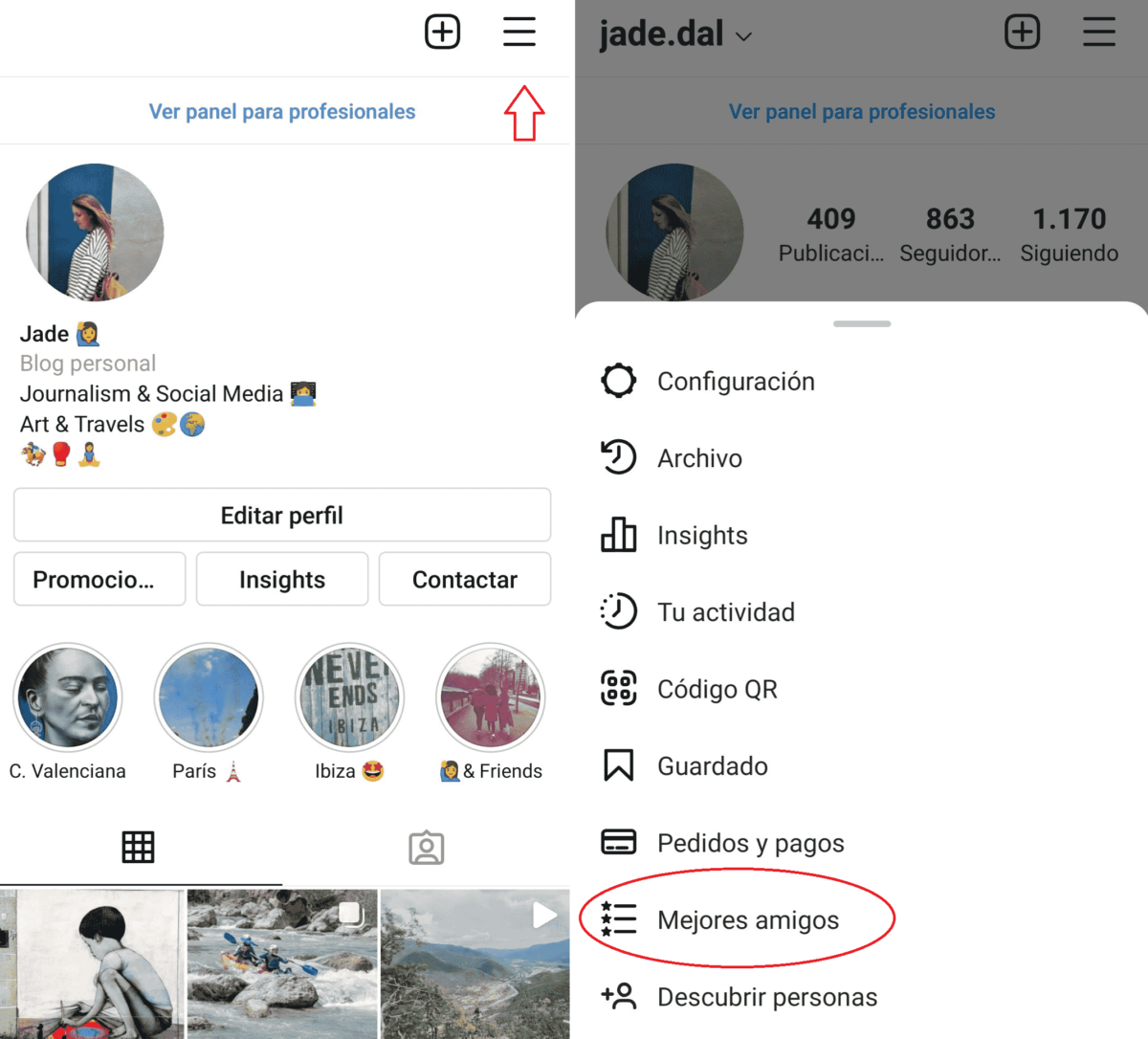 configuración de privacidad en Instagram